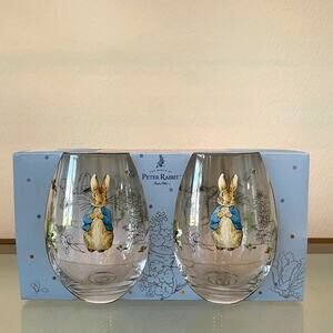 Peter Rabbit Classic Stemless Wine Glass Set of 2 Easter Barware NEW